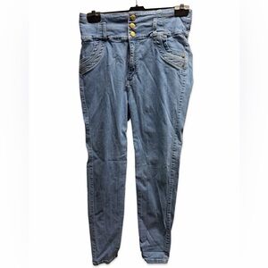 Stylish Light Blue Women's High-Waist Jeggings